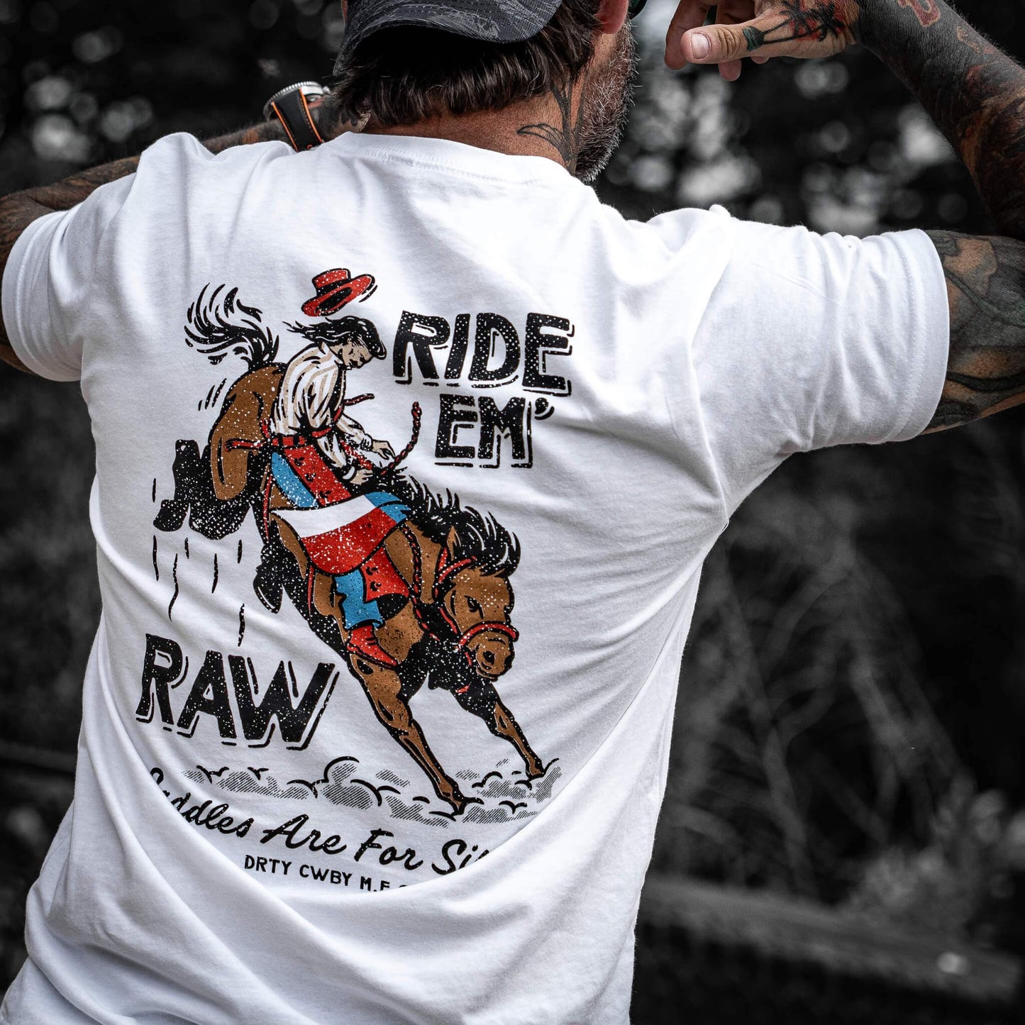 Ride 'Em Raw Saddles Are For Sissy's Men's T-Shirt - DIRTY COWBOY USA - Flyclothing LLC