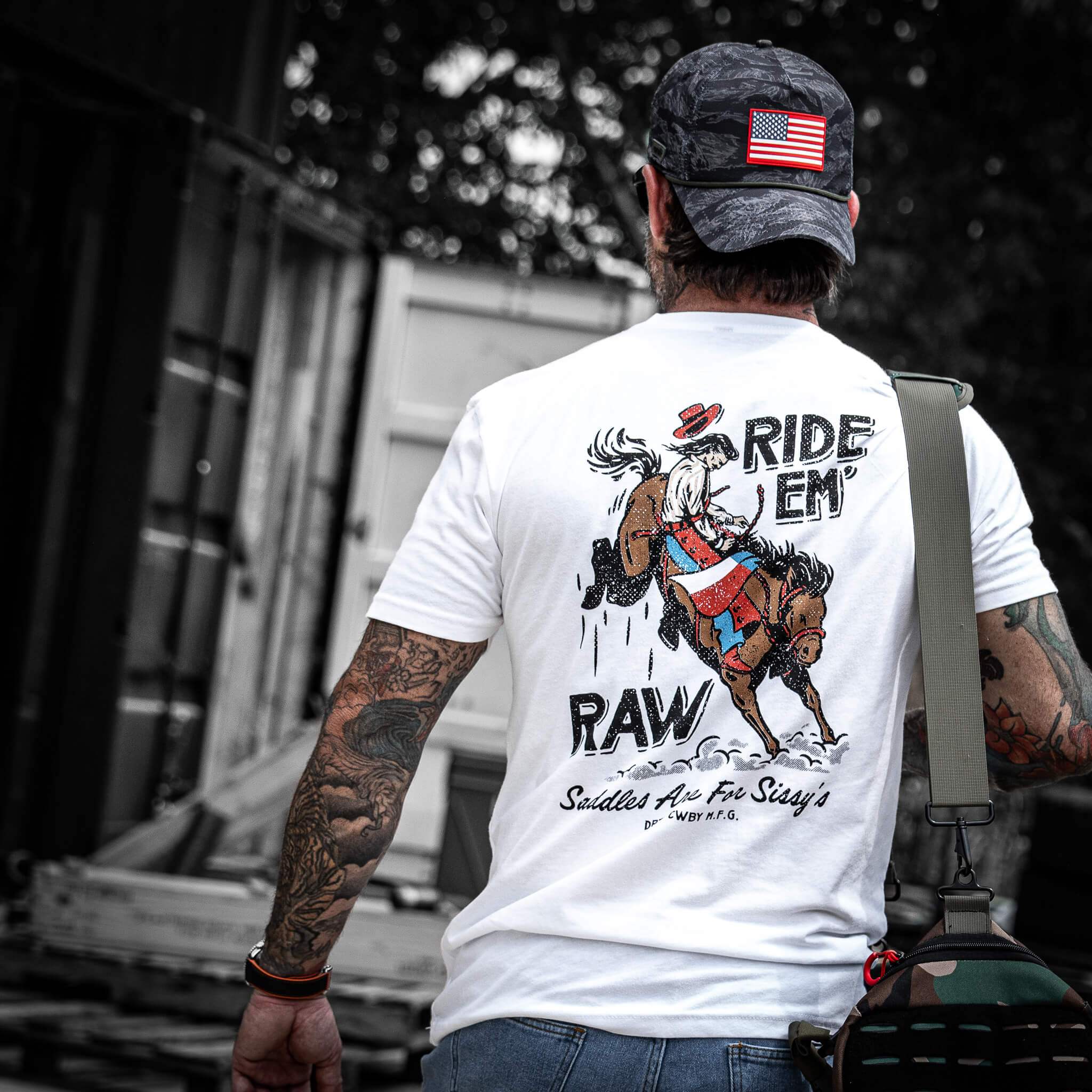 Ride 'Em Raw Saddles Are For Sissy's Men's T-Shirt - DIRTY COWBOY USA - Flyclothing LLC
