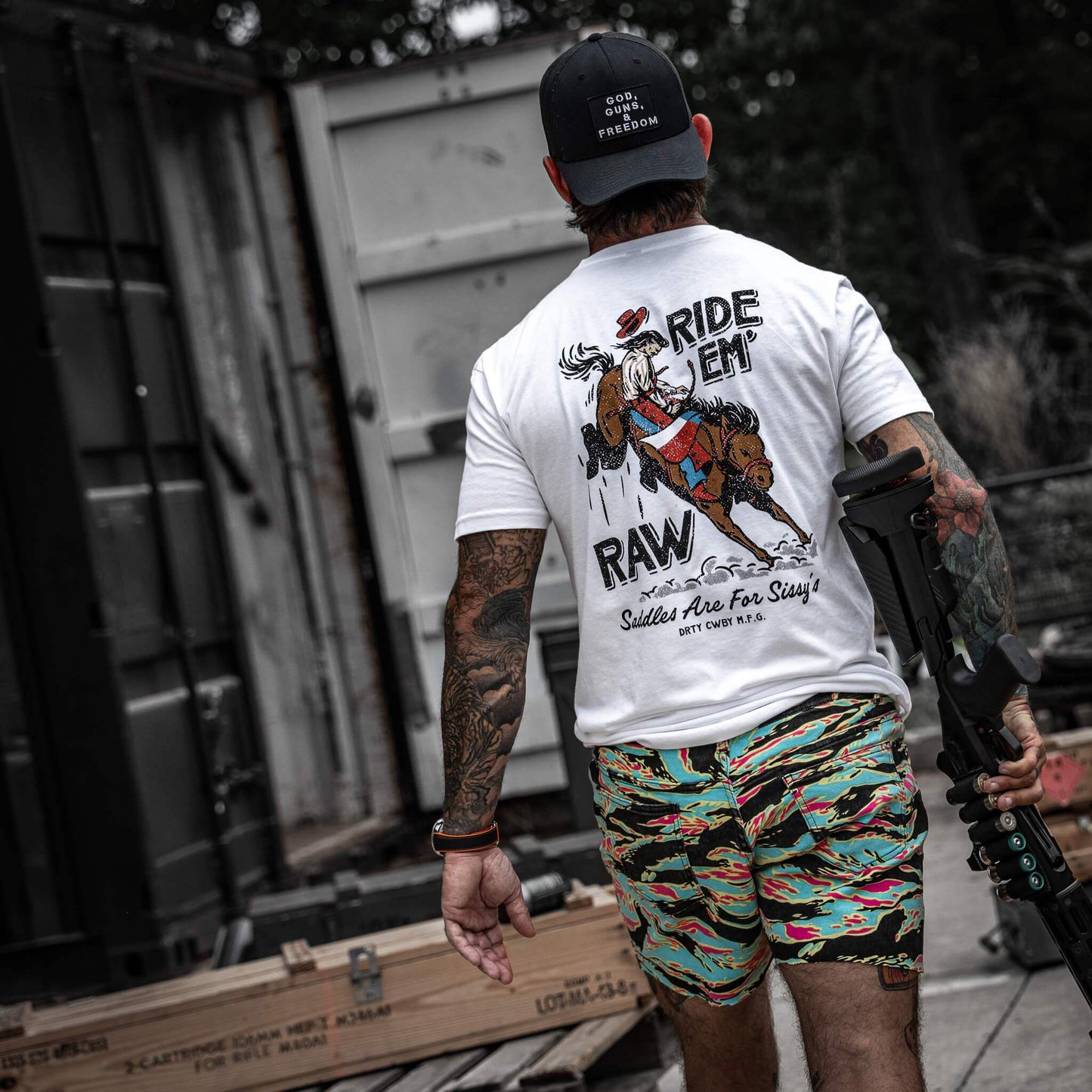 Ride 'Em Raw Saddles Are For Sissy's Men's T-Shirt - DIRTY COWBOY USA - Flyclothing LLC