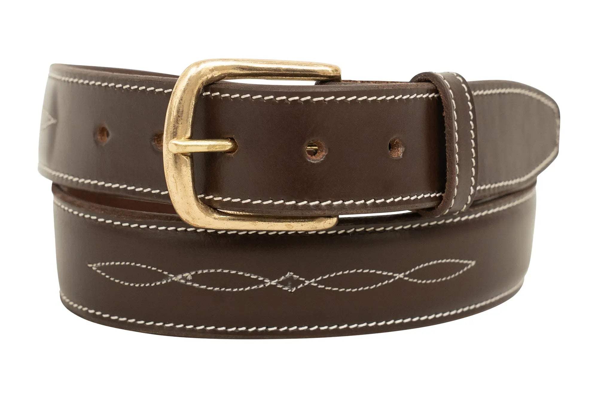 Huntley Fancy Stitched Ladies 1.5" Inch wide belt, Brown - Huntley Equestrian - Flyclothing LLC