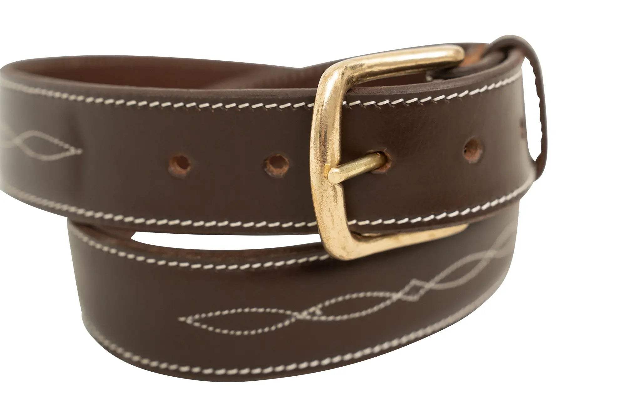Huntley Fancy Stitched Ladies 1.5" Inch wide belt, Brown - Huntley Equestrian - Flyclothing LLC
