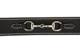 Huntley Equestrian Ladies Stirrup Buckle, Snaffle Bit, 1.5" Inch Width Leather Belt, Black - Huntley Equestrian - Flyclothing LLC