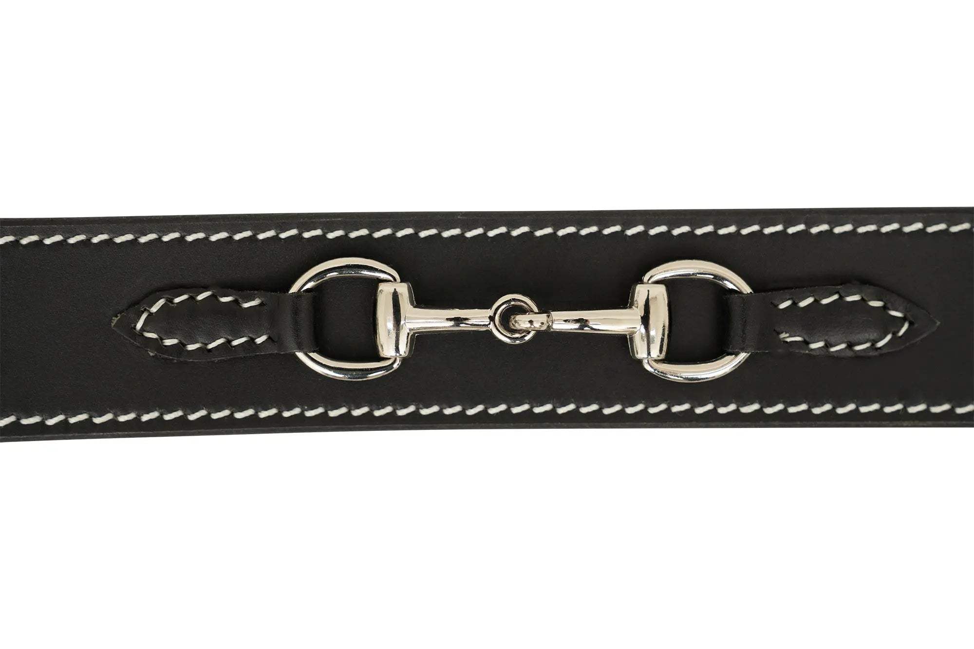 Huntley Equestrian Ladies Stirrup Buckle, Snaffle Bit, 1.5" Inch Width Leather Belt, Black - Huntley Equestrian - Flyclothing LLC
