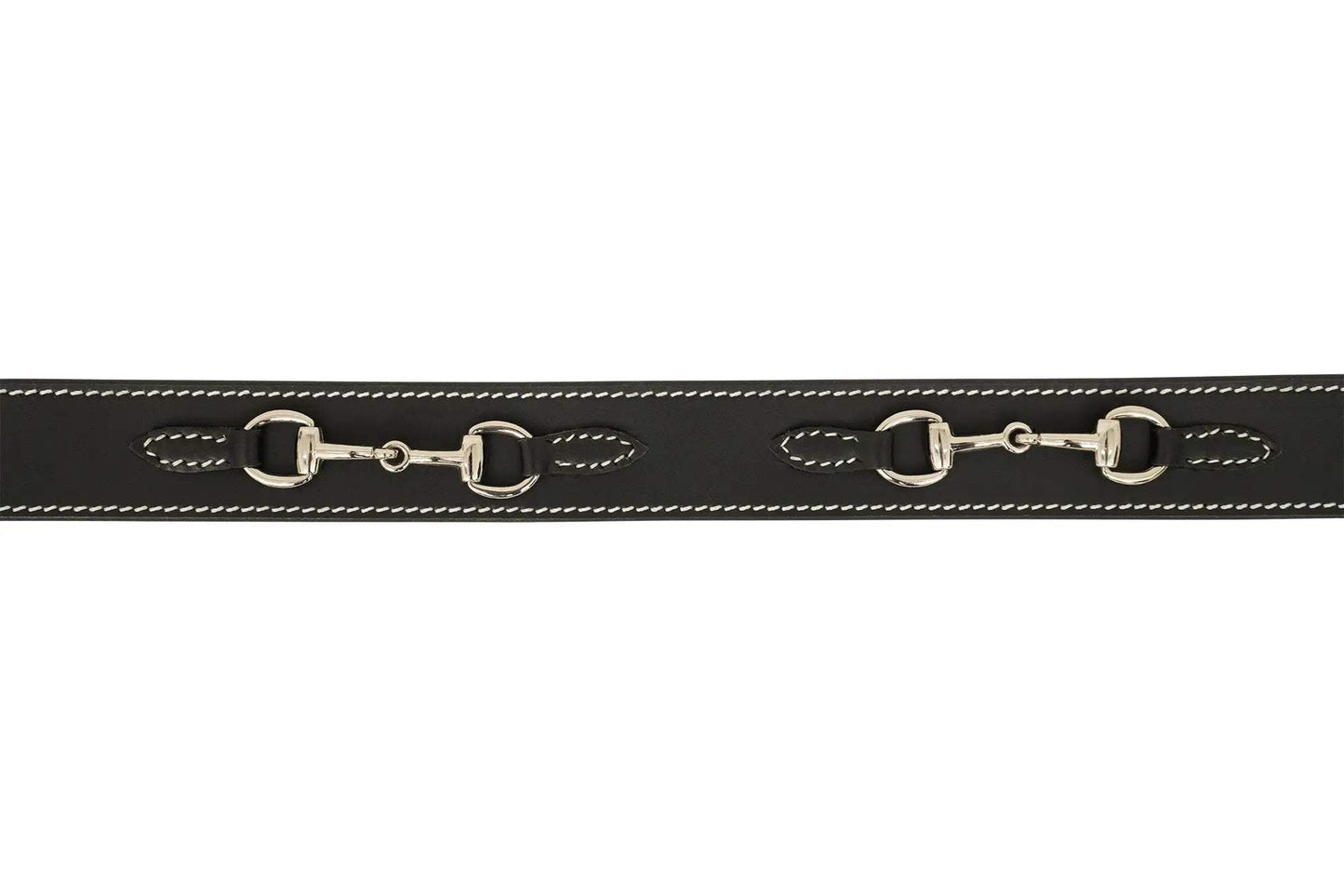 Huntley Equestrian Ladies Stirrup Buckle, Snaffle Bit, 1.5" Inch Width Leather Belt, Black - Huntley Equestrian - Flyclothing LLC