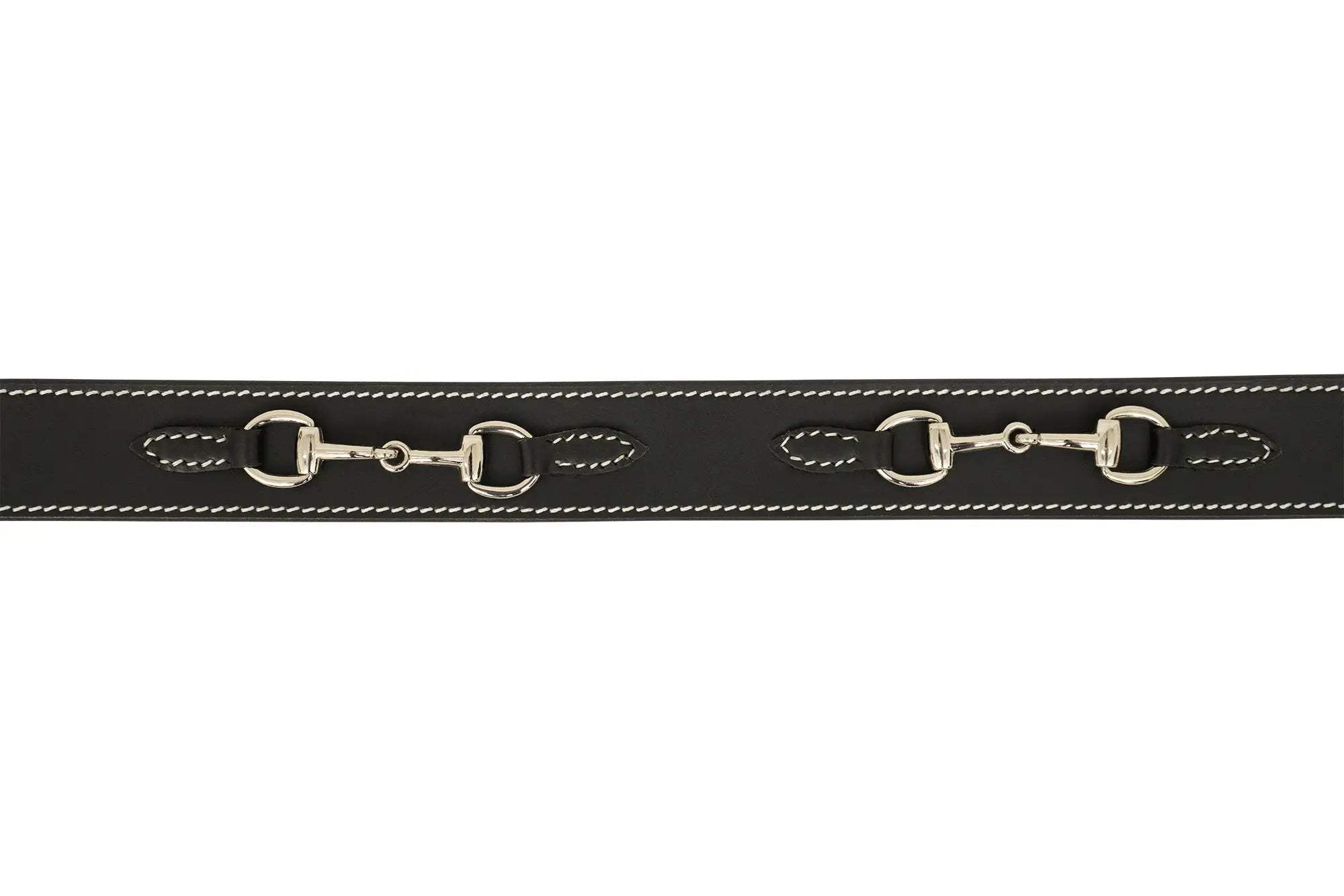 Huntley Equestrian Ladies Stirrup Buckle, Snaffle Bit, 1.5" Inch Width Leather Belt, Black - Huntley Equestrian - Flyclothing LLC