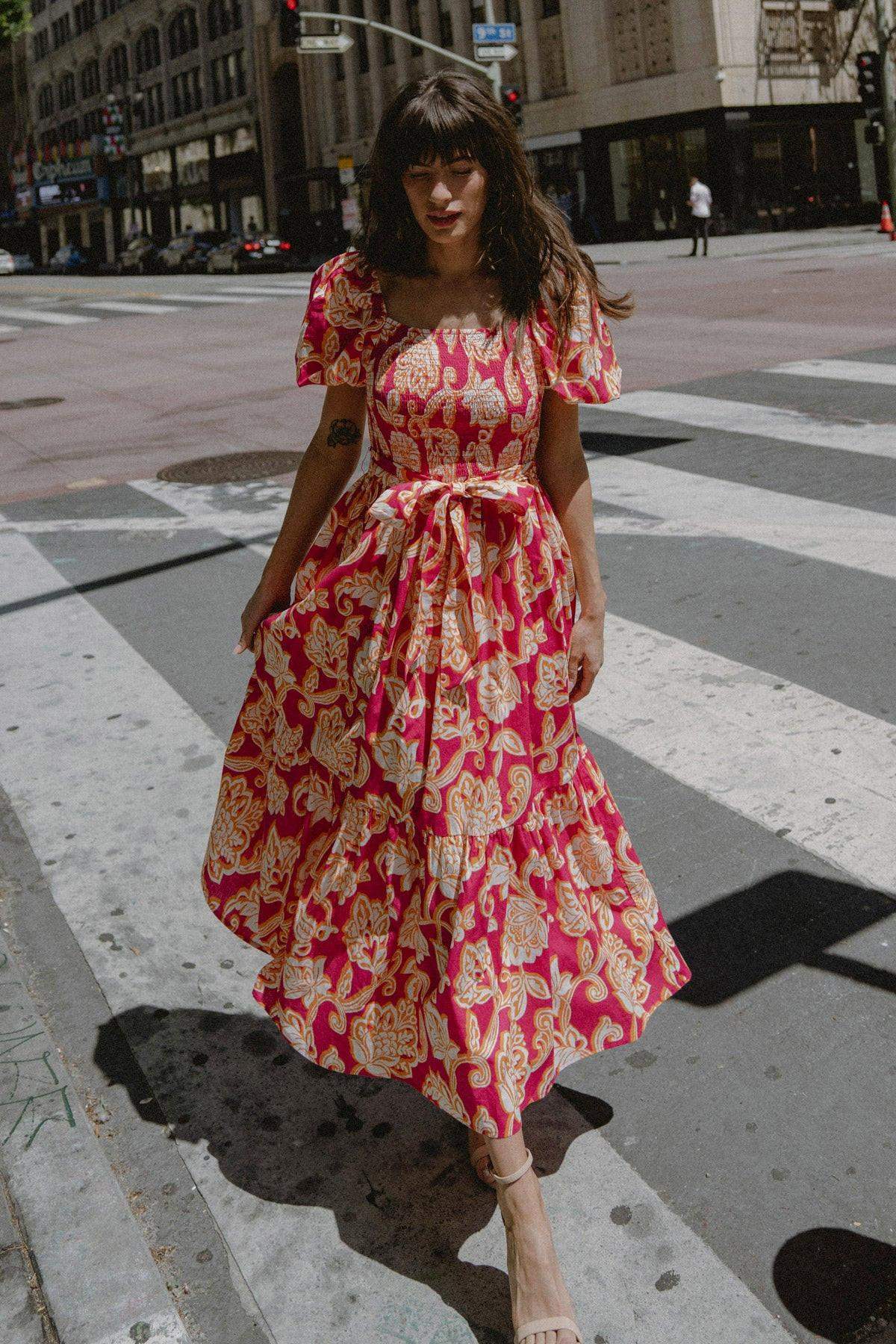 RUN TOWARDS LOVE POPLIN ANKLE DRESS - Flying Tomato - Flyclothing LLC