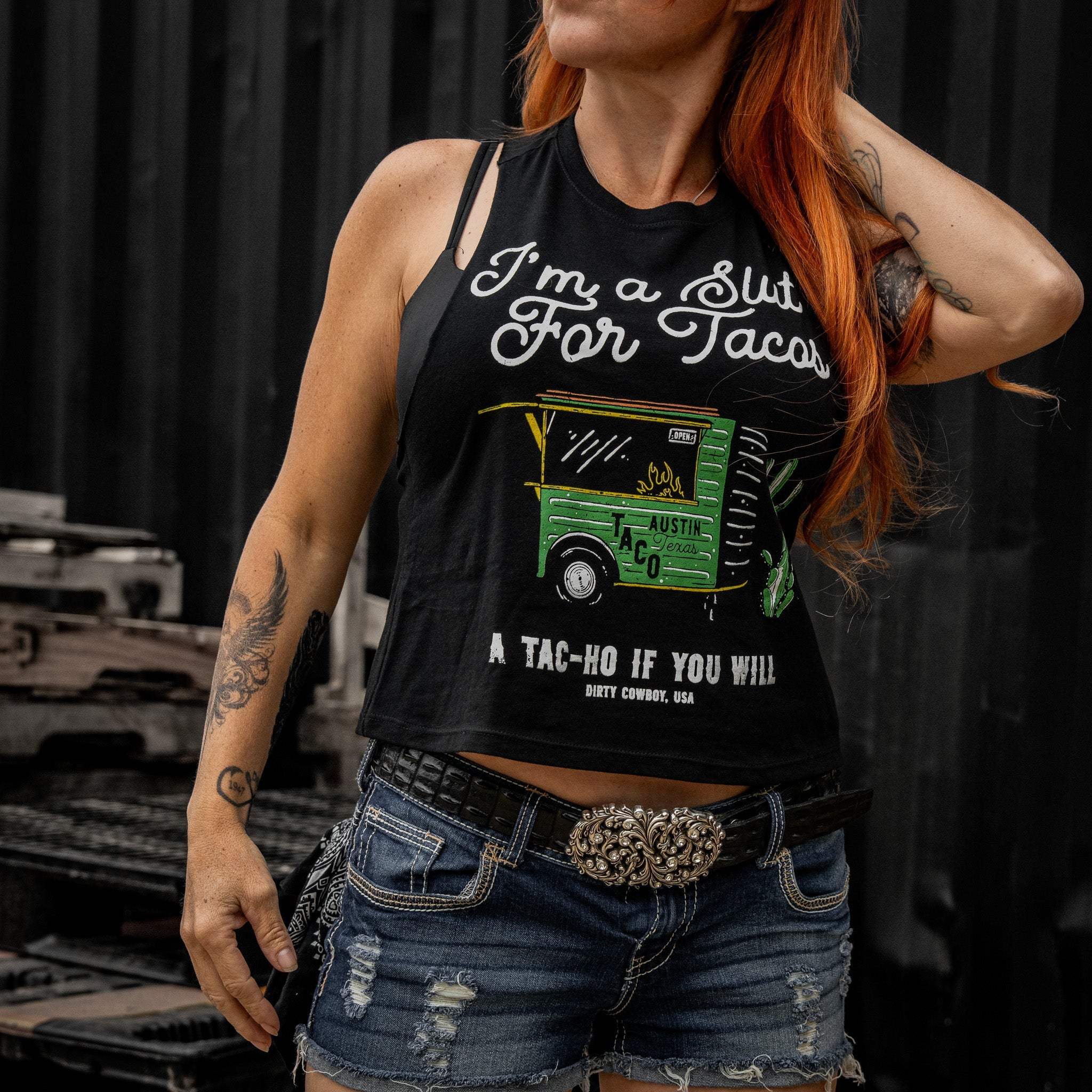 Slut For Taco's Women's Crop Tank - DIRTY COWBOY USA - Flyclothing LLC
