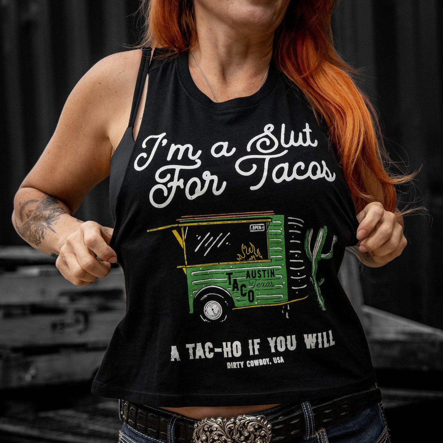 Slut For Taco's Women's Crop Tank - DIRTY COWBOY USA - Flyclothing LLC