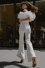 A POWER MOOD WHITE DENIM JUMPSUIT - Flying Tomato - Flyclothing LLC