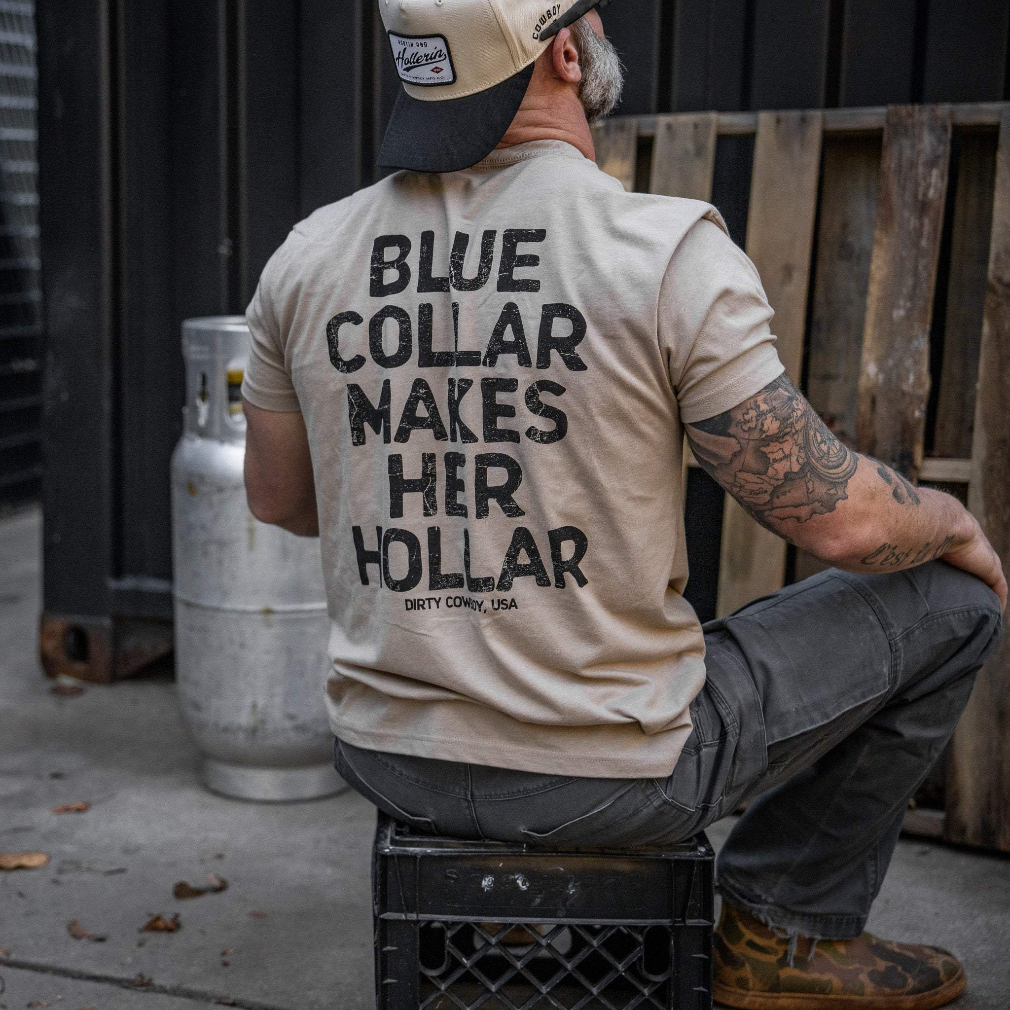 Blue Collar Makes Her Hollar Men's T-Shirt - DIRTY COWBOY USA - Flyclothing LLC