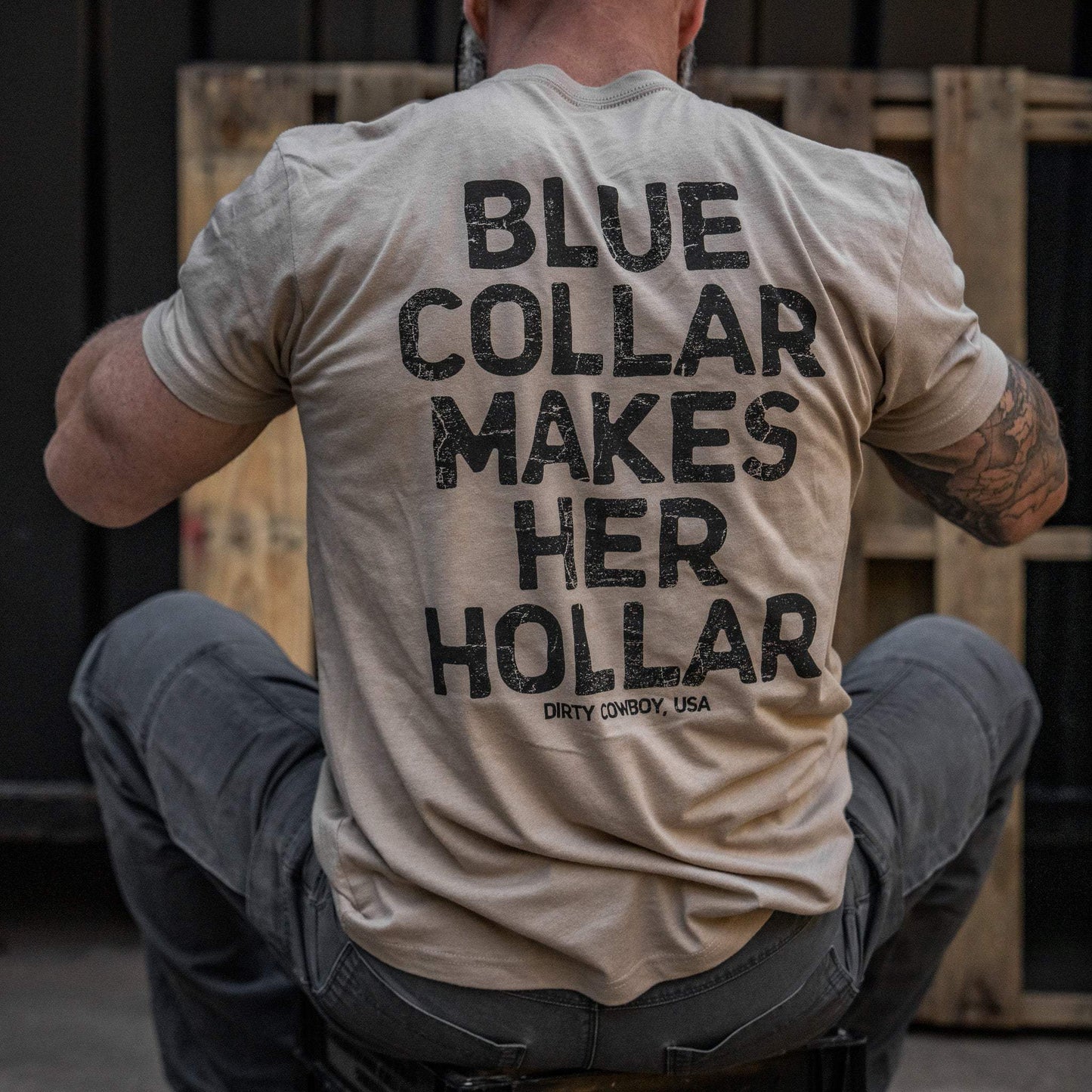 Blue Collar Makes Her Hollar Men's T-Shirt - DIRTY COWBOY USA - Flyclothing LLC
