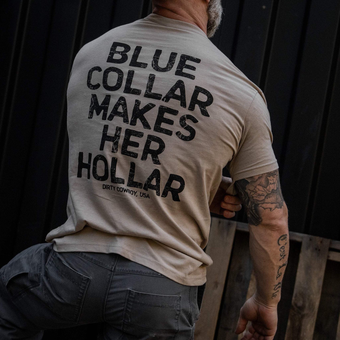 Blue Collar Makes Her Hollar Men's T-Shirt - DIRTY COWBOY USA - Flyclothing LLC