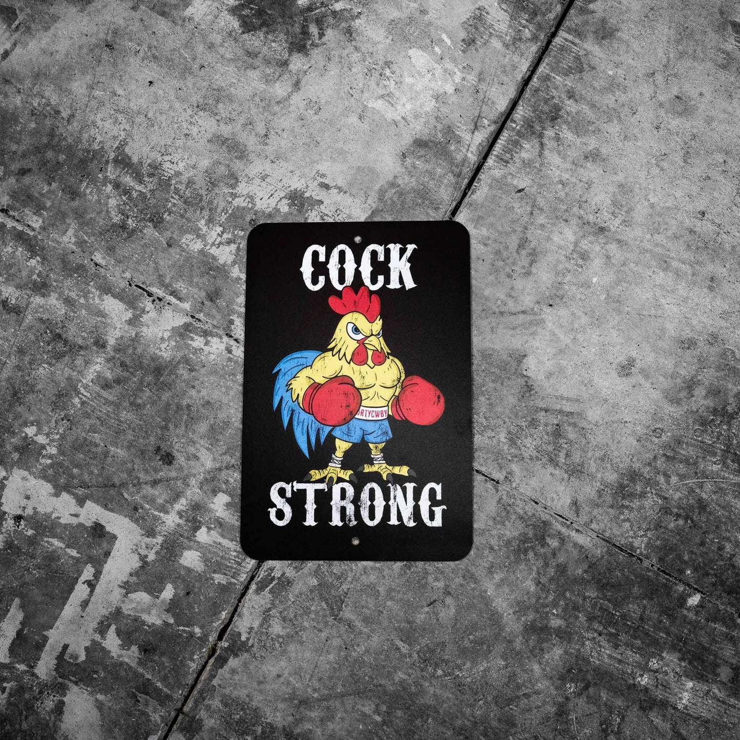 Cock Strong Boxing Chicken Metal Sign - DIRTY COWBOY USA - Flyclothing LLC