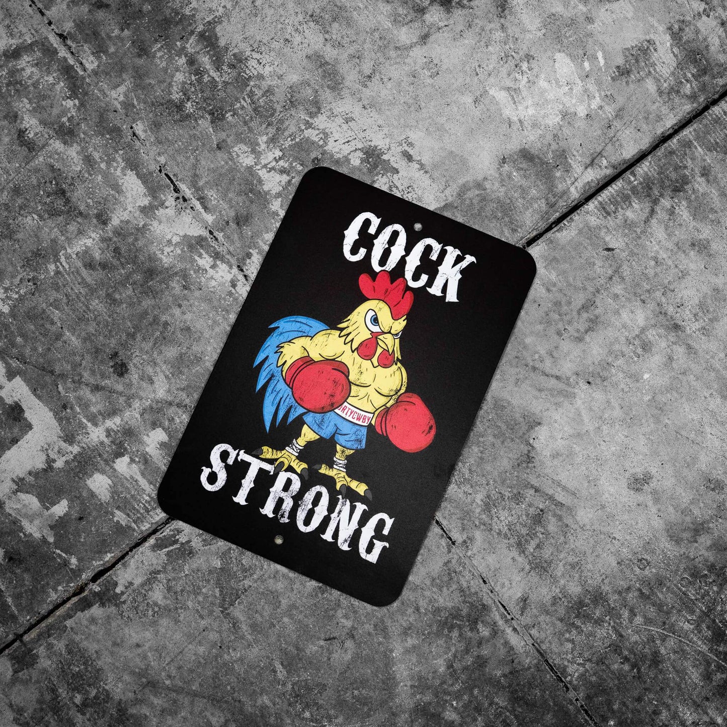 Cock Strong Boxing Chicken Metal Sign - DIRTY COWBOY USA - Flyclothing LLC