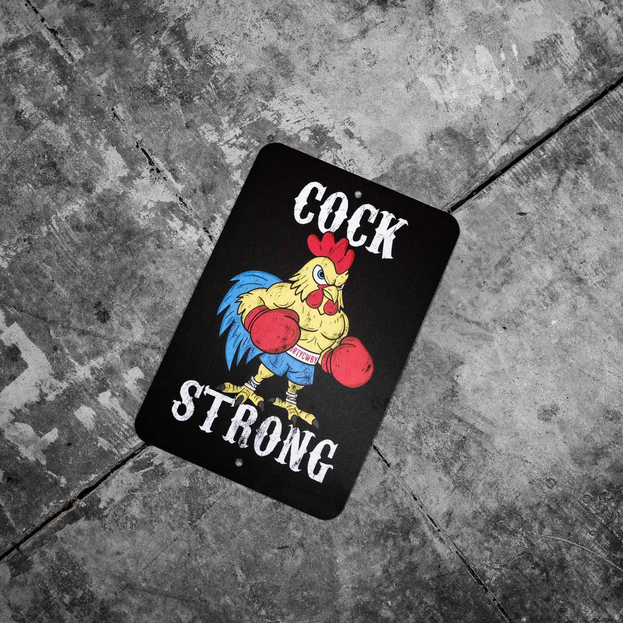 Cock Strong Boxing Chicken Metal Sign - DIRTY COWBOY USA - Flyclothing LLC