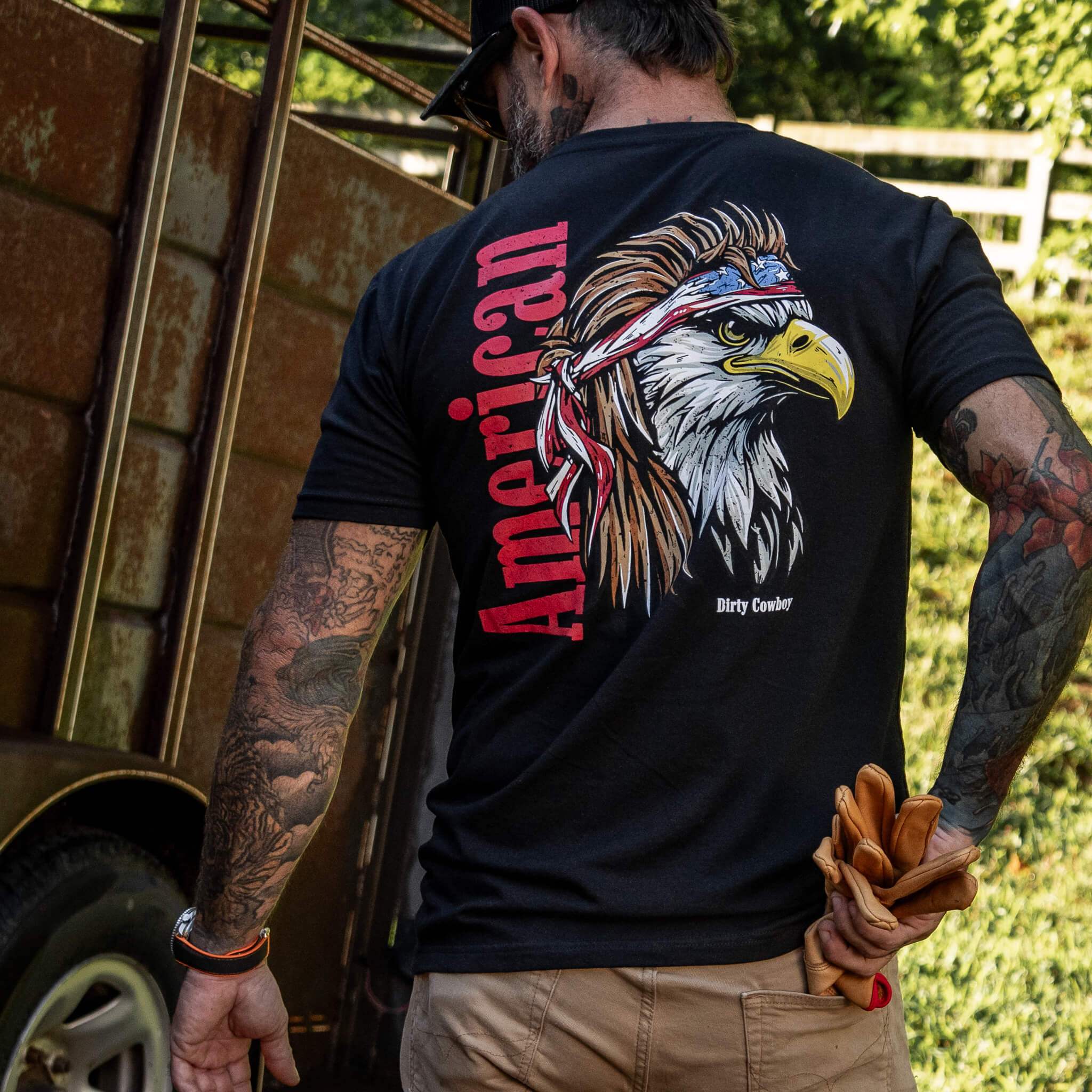 American Eagle Patriotic Men's T-Shirt - DIRTY COWBOY USA - Flyclothing LLC