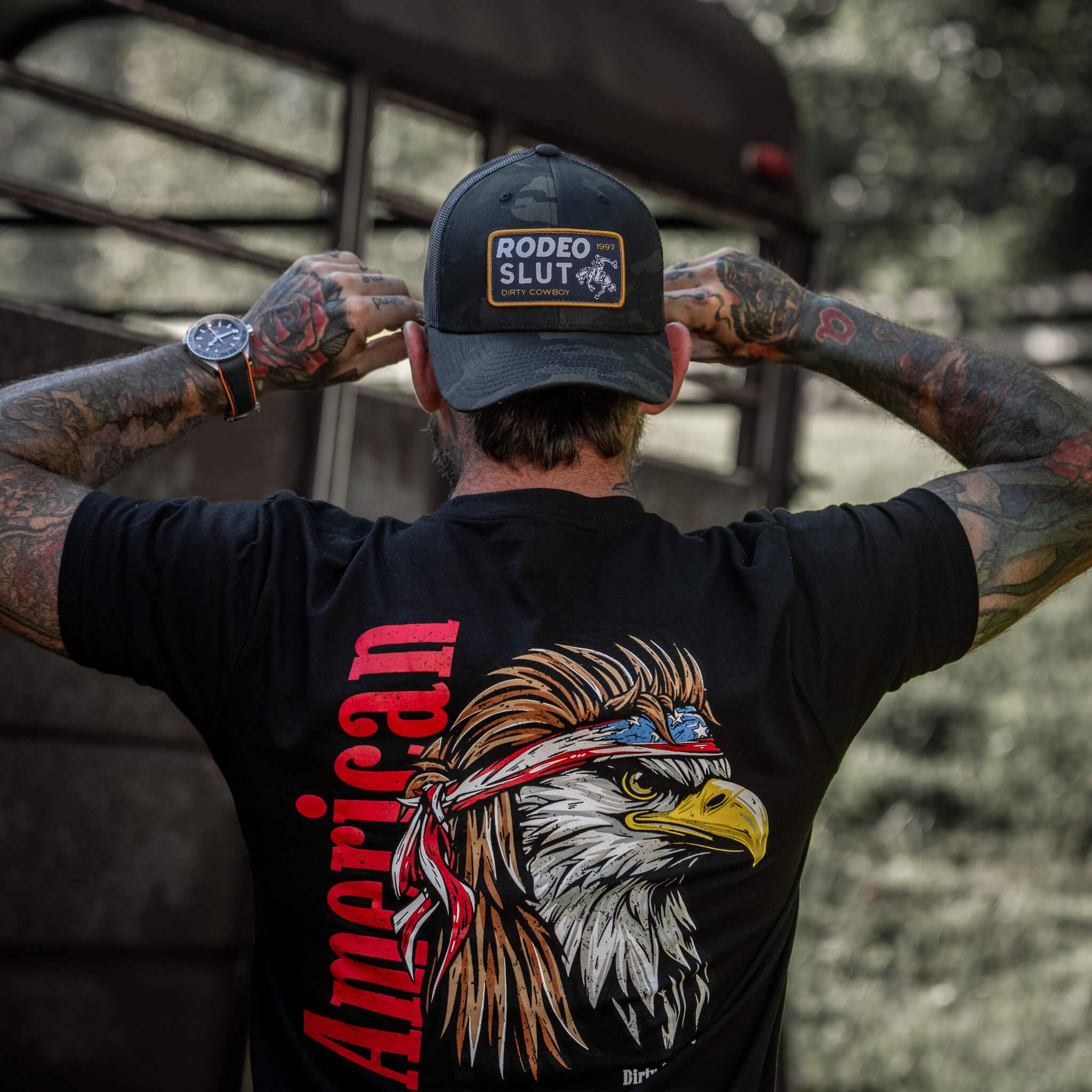 American Eagle Patriotic Men's T-Shirt - DIRTY COWBOY USA - Flyclothing LLC