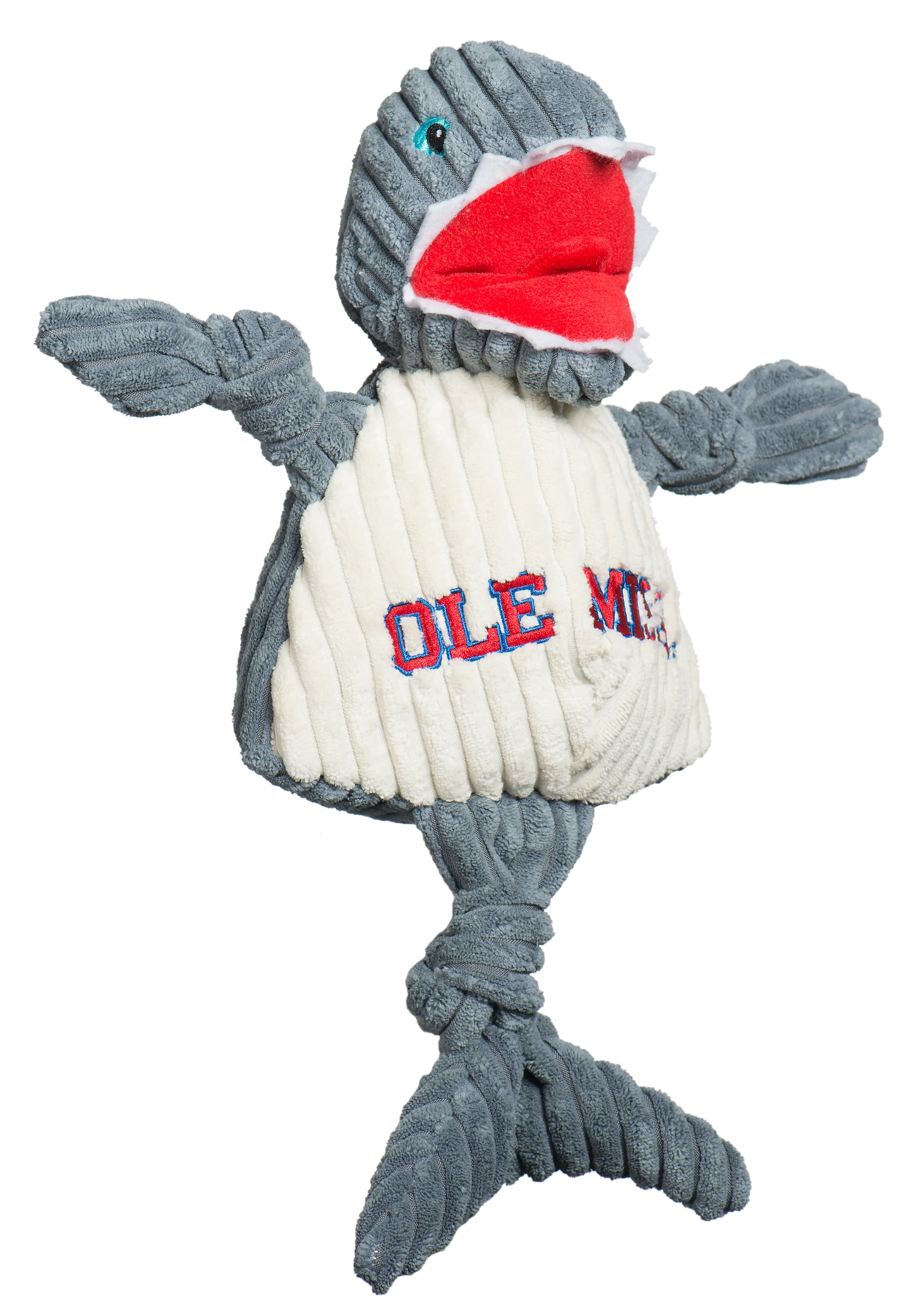 NCAA Ole Miss (U. of Mississippi), Tony Land Shark Knottie® Plush Dog Toy - HuggleHounds - Flyclothing LLC
