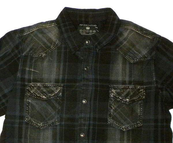 Pop Icon Black & Blue Plaid Shirt - Pop Icon Clothing - Flyclothing LLC