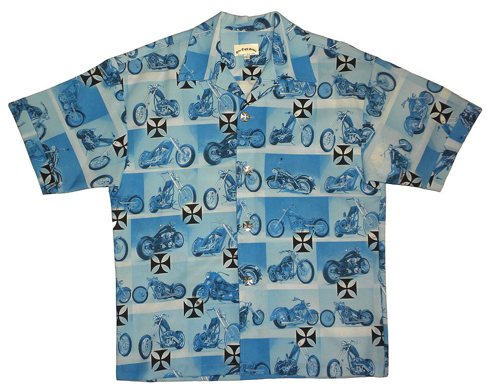Blue Chopper Button Down Shirt - Anonymous - Flyclothing LLC