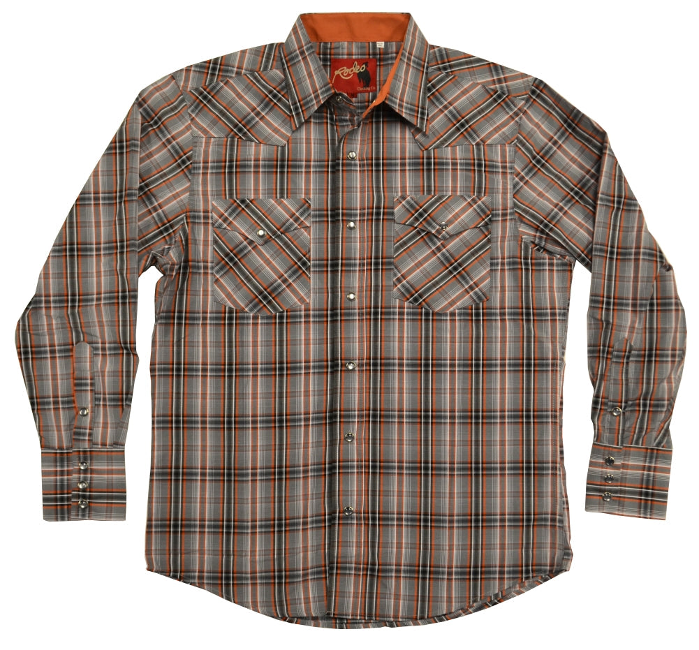 Rodeo Orange & Black Plaid Western Shirt - Anonymous - Flyclothing LLC