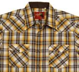 Rodeo Yellow & Brown Plaid Western Shirt (close up)