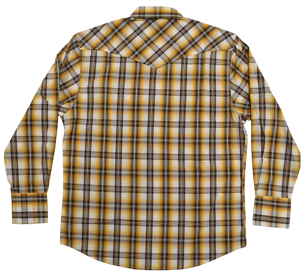 Rodeo Yellow & Brown Plaid Western Shirt (back)