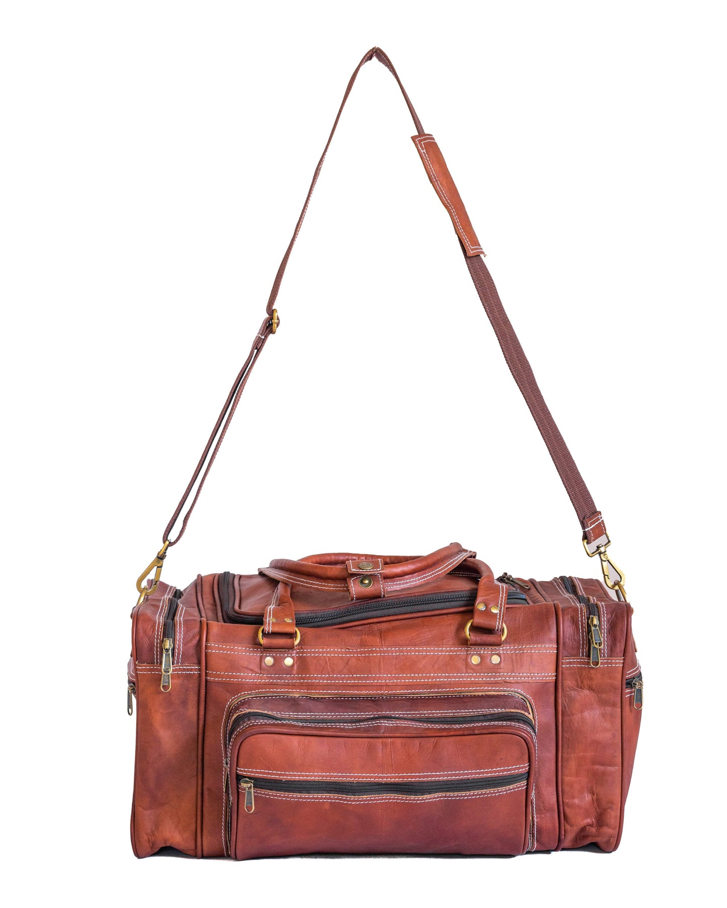 Vintage Leather Travel Duffle Bag - Classy Leather Bags - Flyclothing LLC