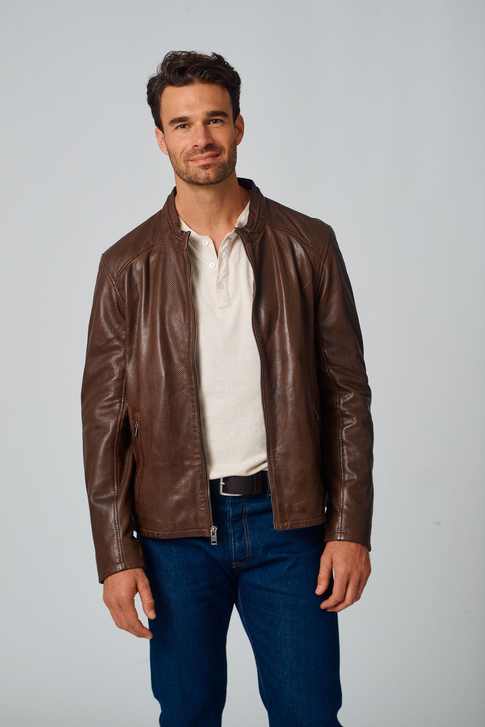 Lewon UF Leather Jacket Brown