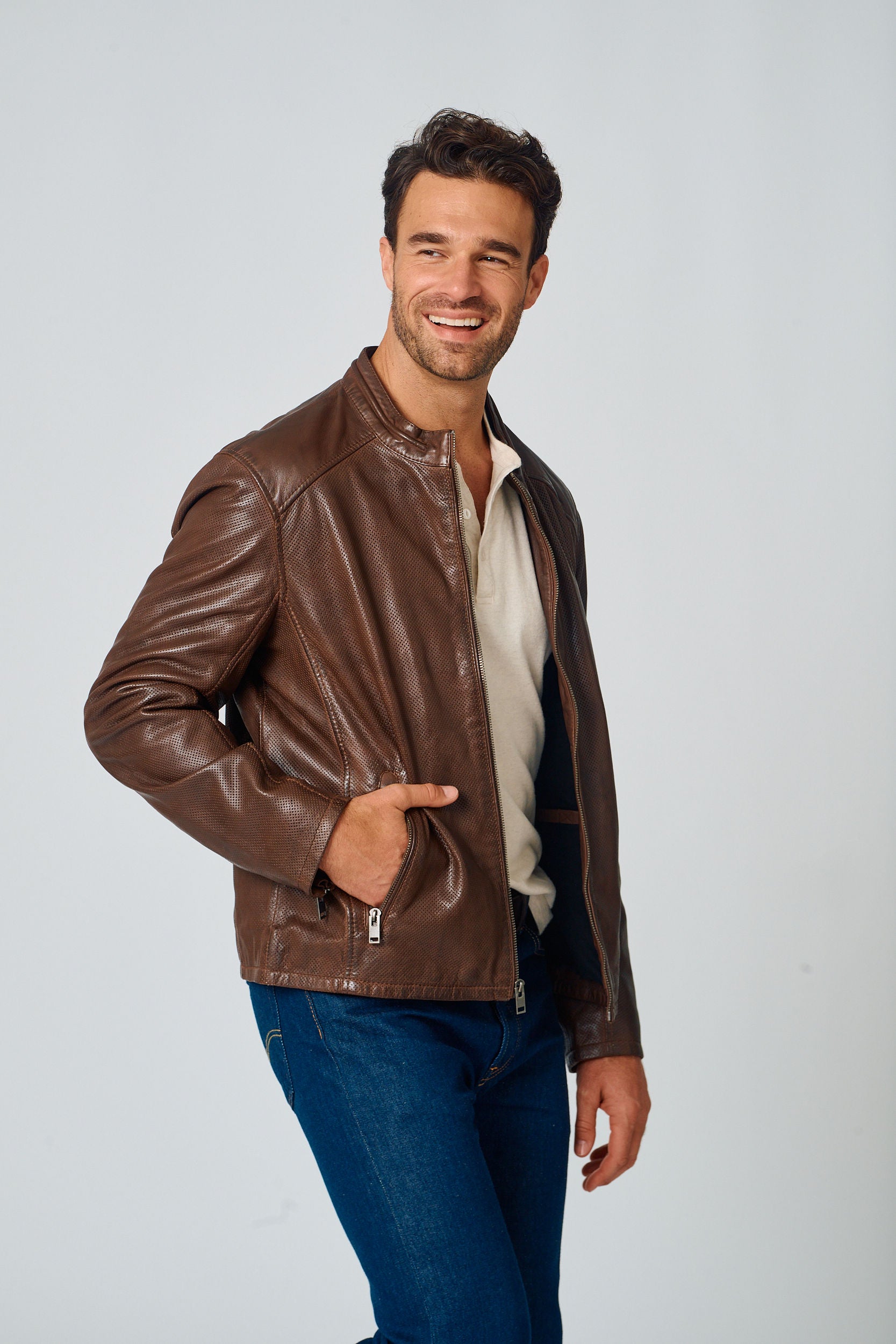 Lewon UF Leather Jacket Brown