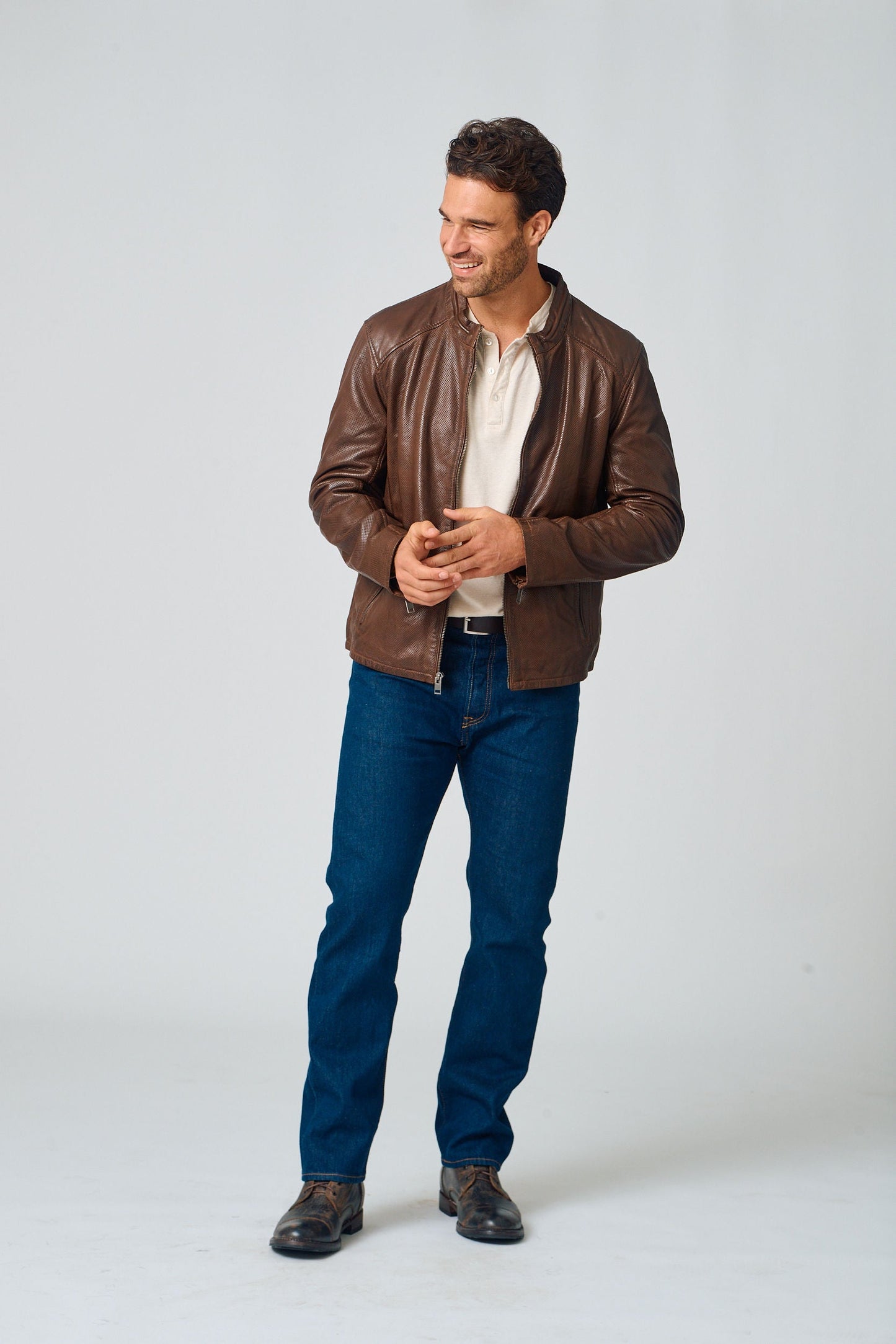 Lewon UF Leather Jacket Brown