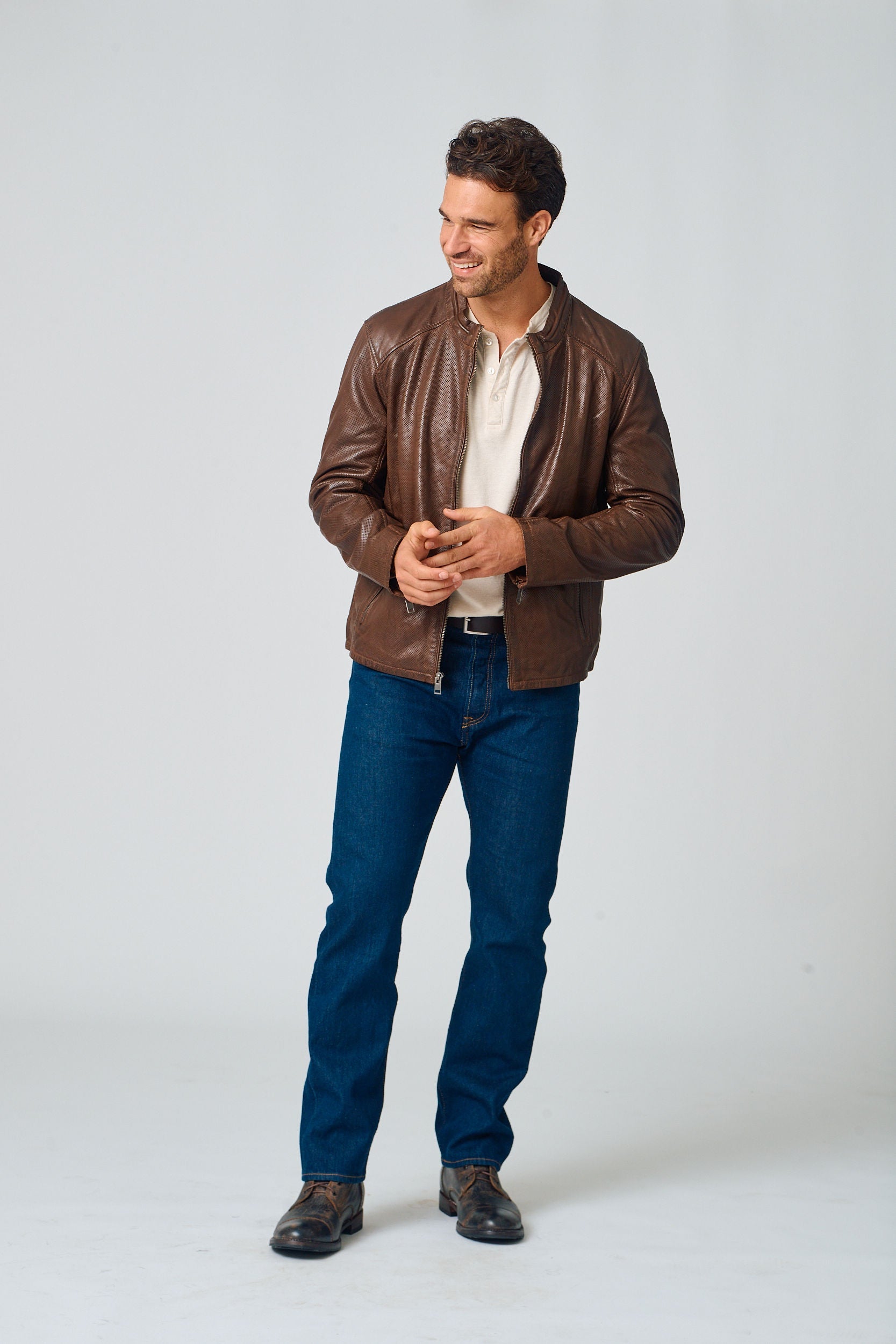 Lewon UF Leather Jacket Brown