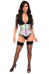 Daisy Corsets Top Drawer Silver Holo Double Steel Boned Underbust Waist Cincher Corset - Daisy Corsets