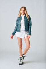 Jessie RF Leather Jacket, Teal
