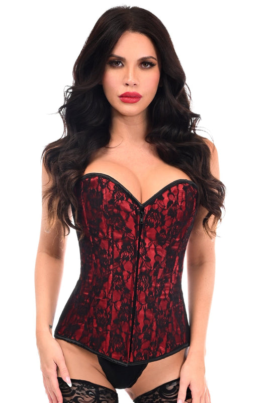 Daisy Corsets Lavish Red Lace Front Zipper Corset - Daisy Corsets