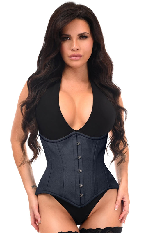 Daisy Corsets Top Drawer Black Cotton Double Steel Boned Waist Training Corset Cincher - Daisy Corsets