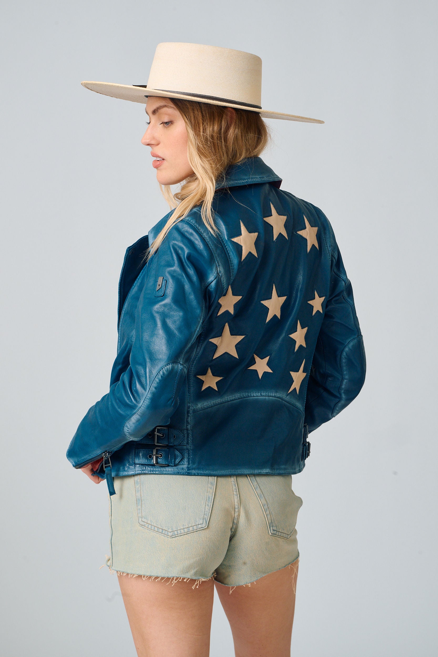 Christy RF Star Detail Leather Jacket