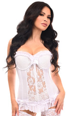 Daisy Corsets Lavish White Lycra & Lace Hook & Eye Stretch Bustier Corset - Daisy Corsets
