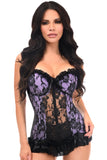 Daisy Corsets Lavish Lt Purple w/Black Lace & Lycra Hook & Eye Stretch Bustier Corset - Daisy Corsets