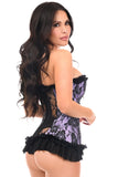 Daisy Corsets Lavish Lt Purple w/Black Lace & Lycra Hook & Eye Stretch Bustier Corset - Daisy Corsets