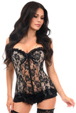 Daisy Corsets Lavish Nude w/Black Lace & Lycra Hook & Eye Stretch Bustier Corset - Daisy Corsets