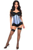 Daisy Corsets Lavish Lt Blue w/Black Lycra Hook & Eye Stretch Bustier Corset - Daisy Corsets