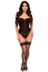 Daisy Corsets Top Drawer Red w/Black Lace Steel Boned Underwire Bustier Corset - Daisy Corsets