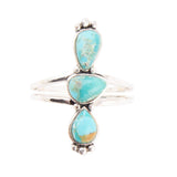 Linear Triple Stone Blue Turquoise and Sterling Silver Ring - Barse Jewelry