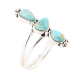 Linear Triple Stone Blue Turquoise and Sterling Silver Ring - Barse Jewelry