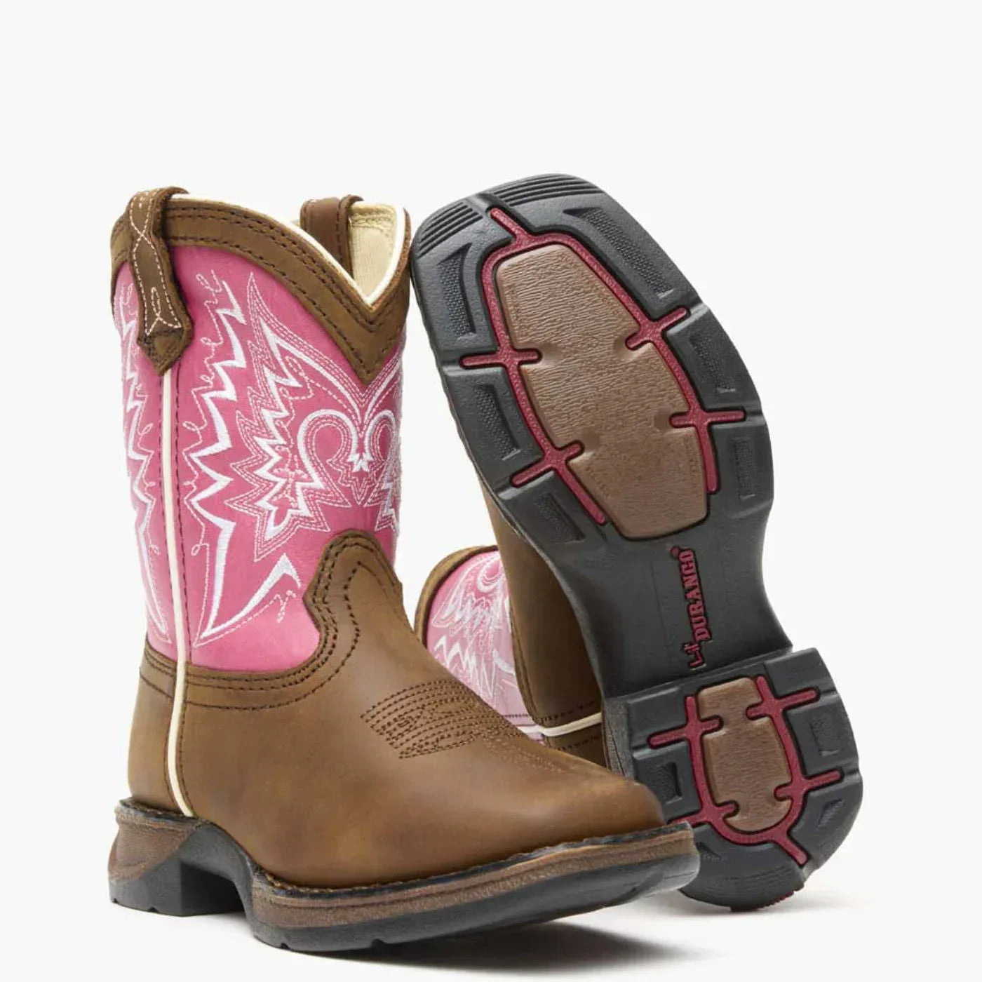 Durango Kids Lil Rebel Western Boot Little Kids Brown Pink - Durango - Flyclothing LLC