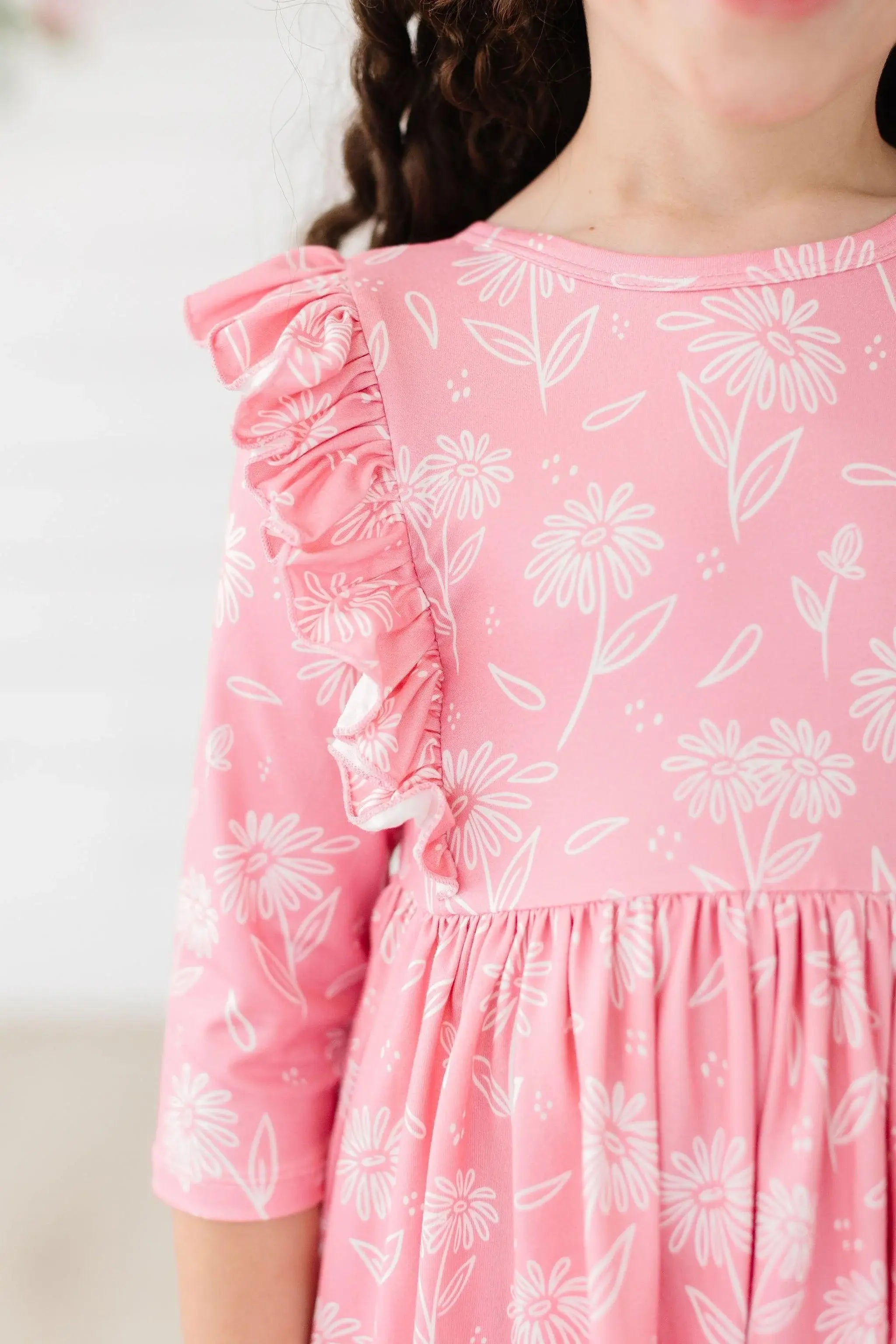 Dahlia Doodles 3/4 Sleeve Ruffle Twirl Dress - Mila & Rose ® - Flyclothing LLC