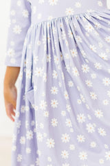 Dainty Daisies 3/4 Sleeve Pocket Twirl Dress - Mila & Rose ® - Flyclothing LLC