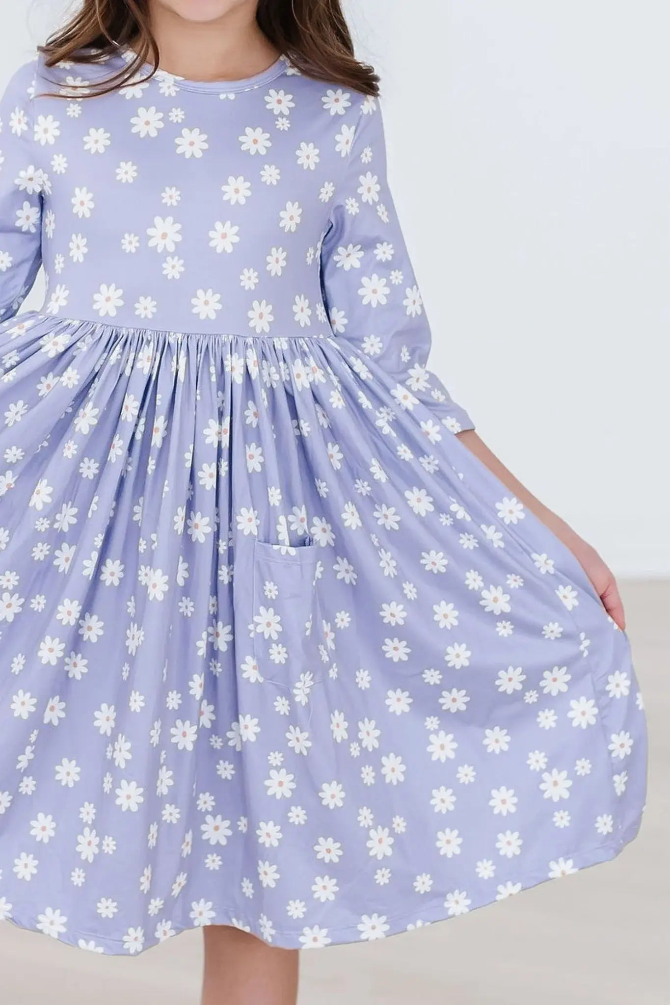 Dainty Daisies 3/4 Sleeve Pocket Twirl Dress - Mila & Rose ® - Flyclothing LLC