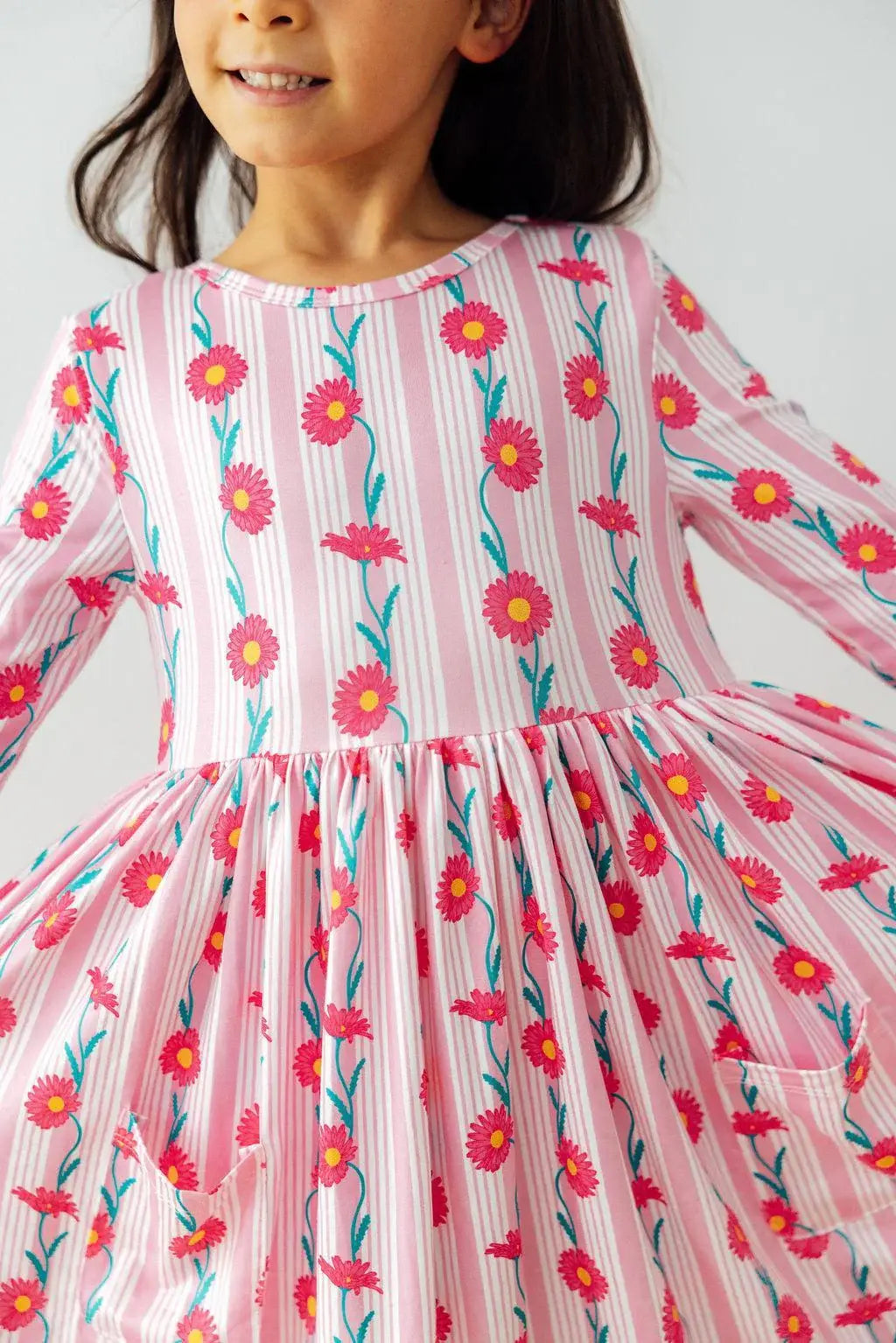 Daisy Chain 3/4 Sleeve Pocket Twirl Dress - Mila & Rose ® - Flyclothing LLC
